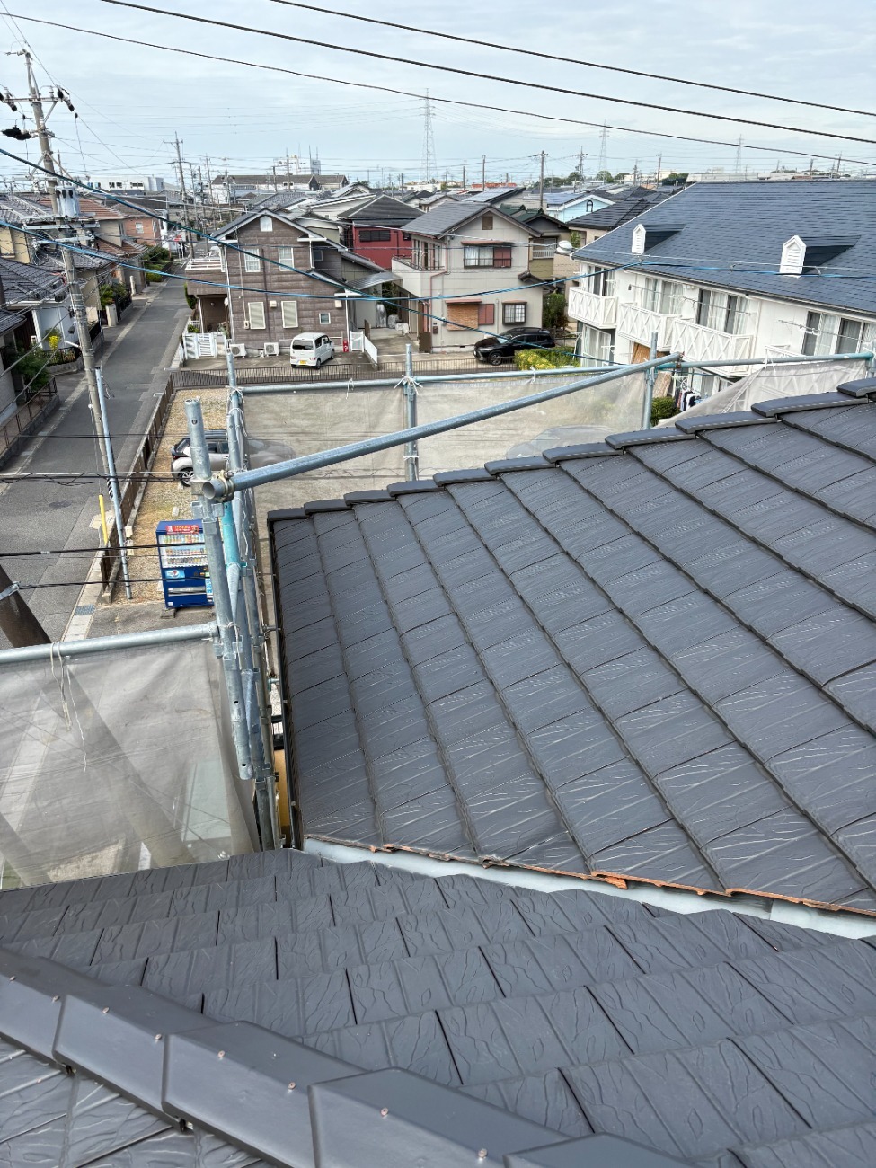 豊田市　足場から見た街並みと屋根